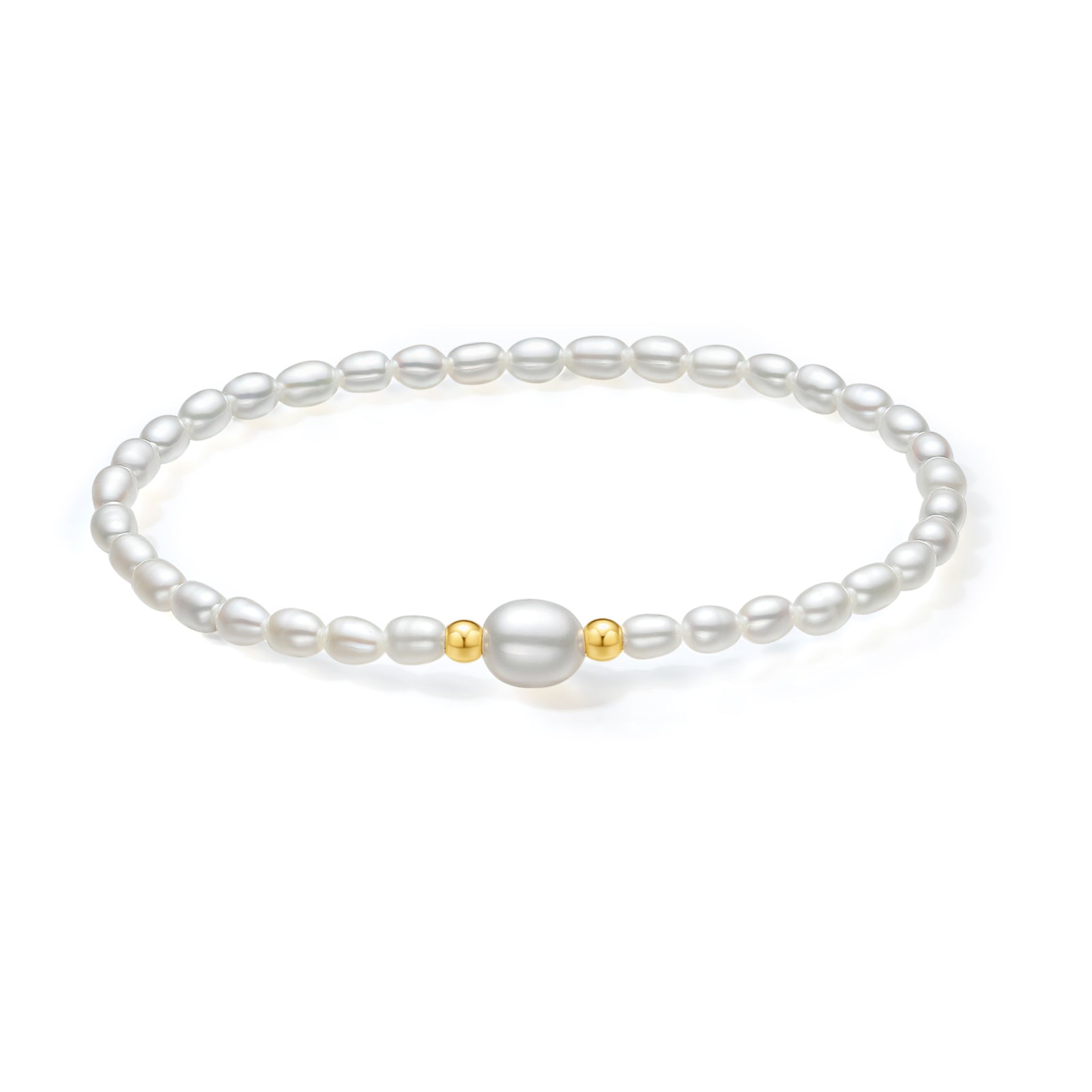 18K Gold Beaded Bracelet Pearl 0.02-0.06g X1913024