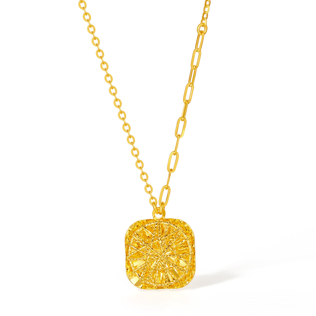 24K Gold Pendant Necklace Geometry 4-4.3g A0613172