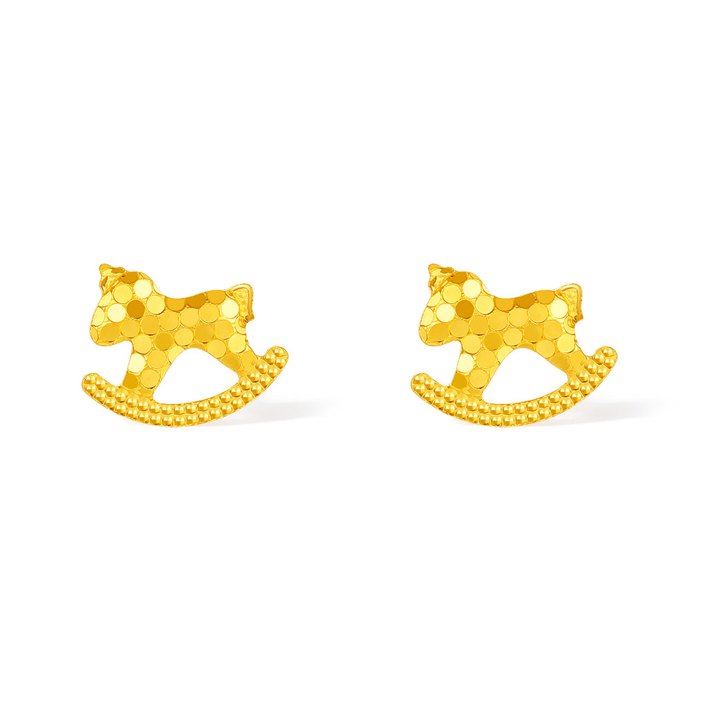 "Chinese Zodiac Horse" 24K Gold Earrings Horse 0.8-1.3g A0923805
