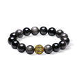 24K Gold Beaded Bracelet Obsidian 1.4-1.7g A1916181