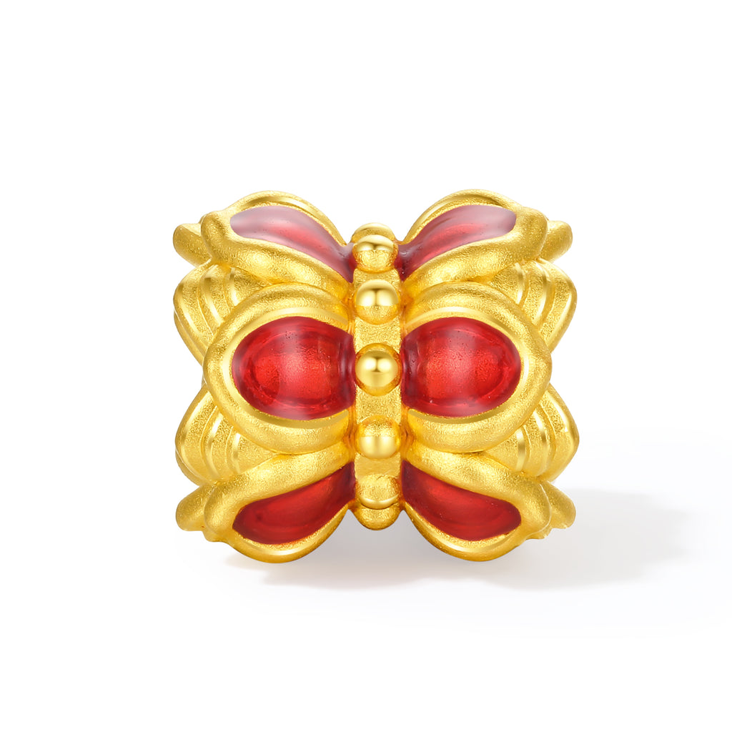 Jiuhua Mountain' 24K Gold Beaded Bracelet Agate Lotus Flower A1914661