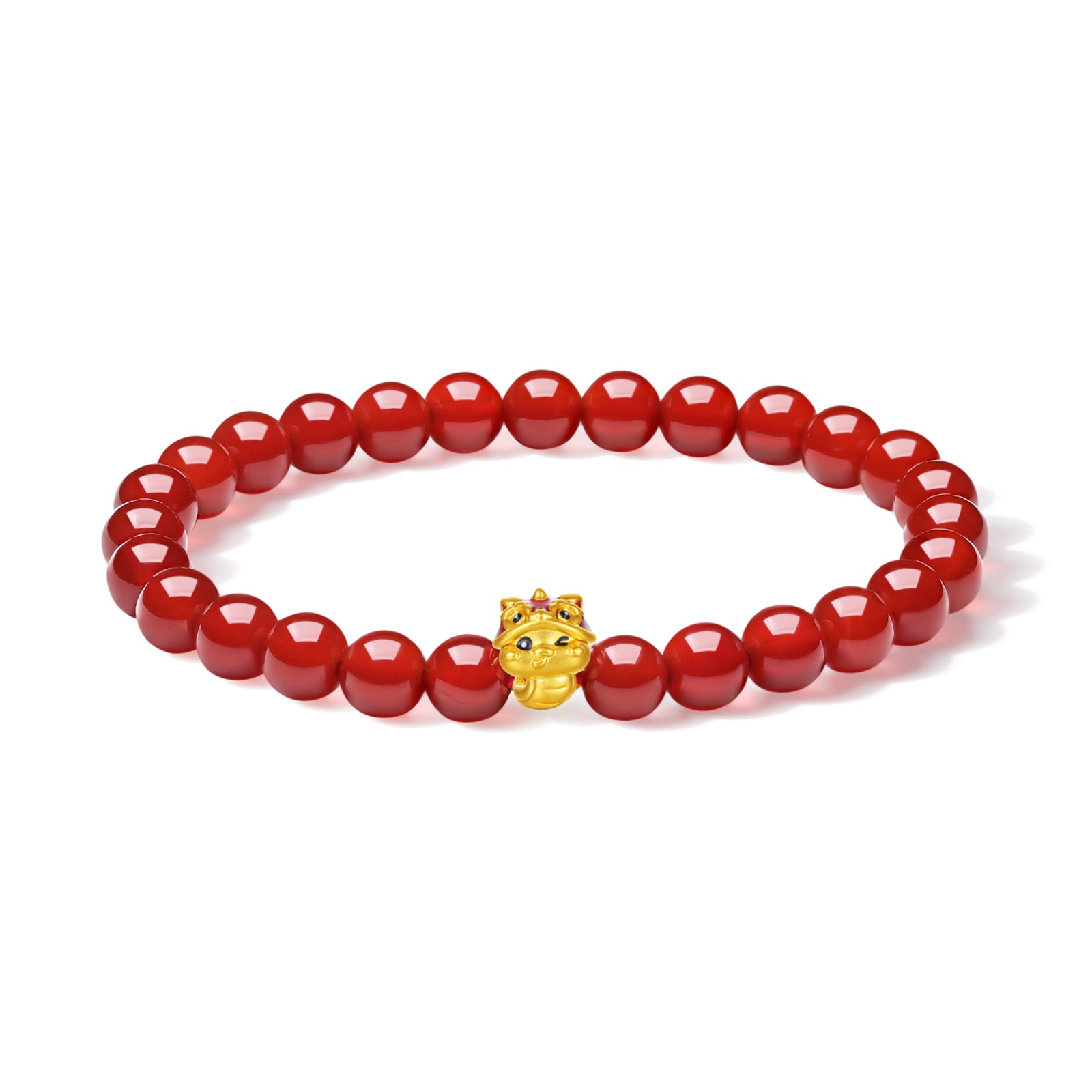 "Chinese Zodiac Snake" 24K Gold Beaded Bracelet Agate Snake 0.3-0.6g A1914865