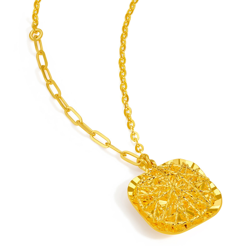 24K Gold Pendant Necklace Geometry 4-4.3g A0613172