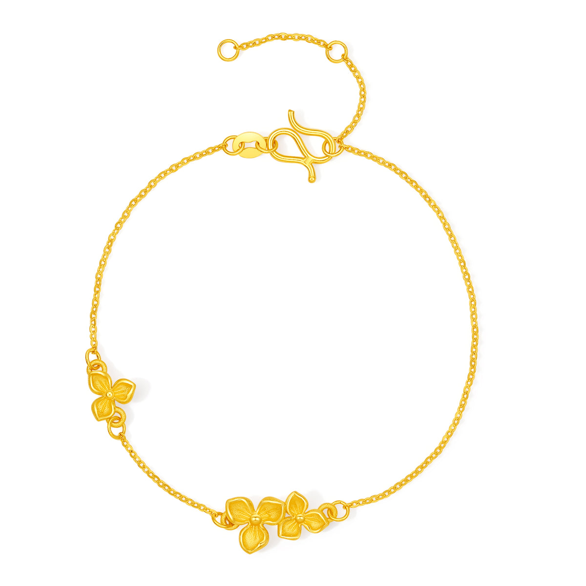 “Dream in the Garden” 999 24K Gold Chain Bracelet Flower 2.4-2.8g A0715132