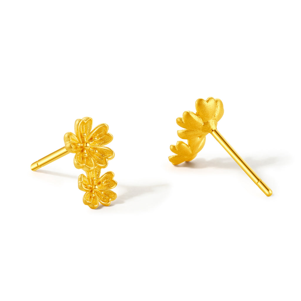 999 24K Gold Earrings Flower 1.5-1.8g A0911669