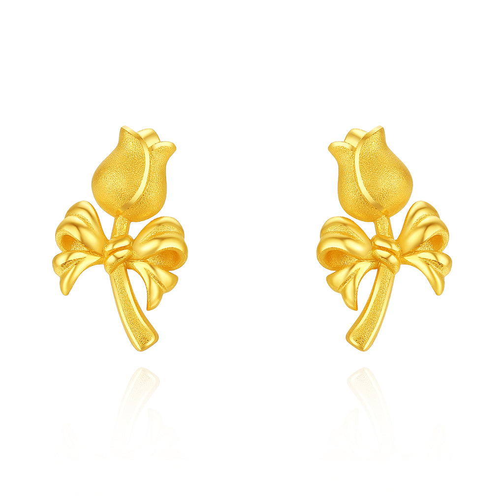 “Dream in the Garden” 24K Gold Earrings Flower 1.9-2.1g A0915129