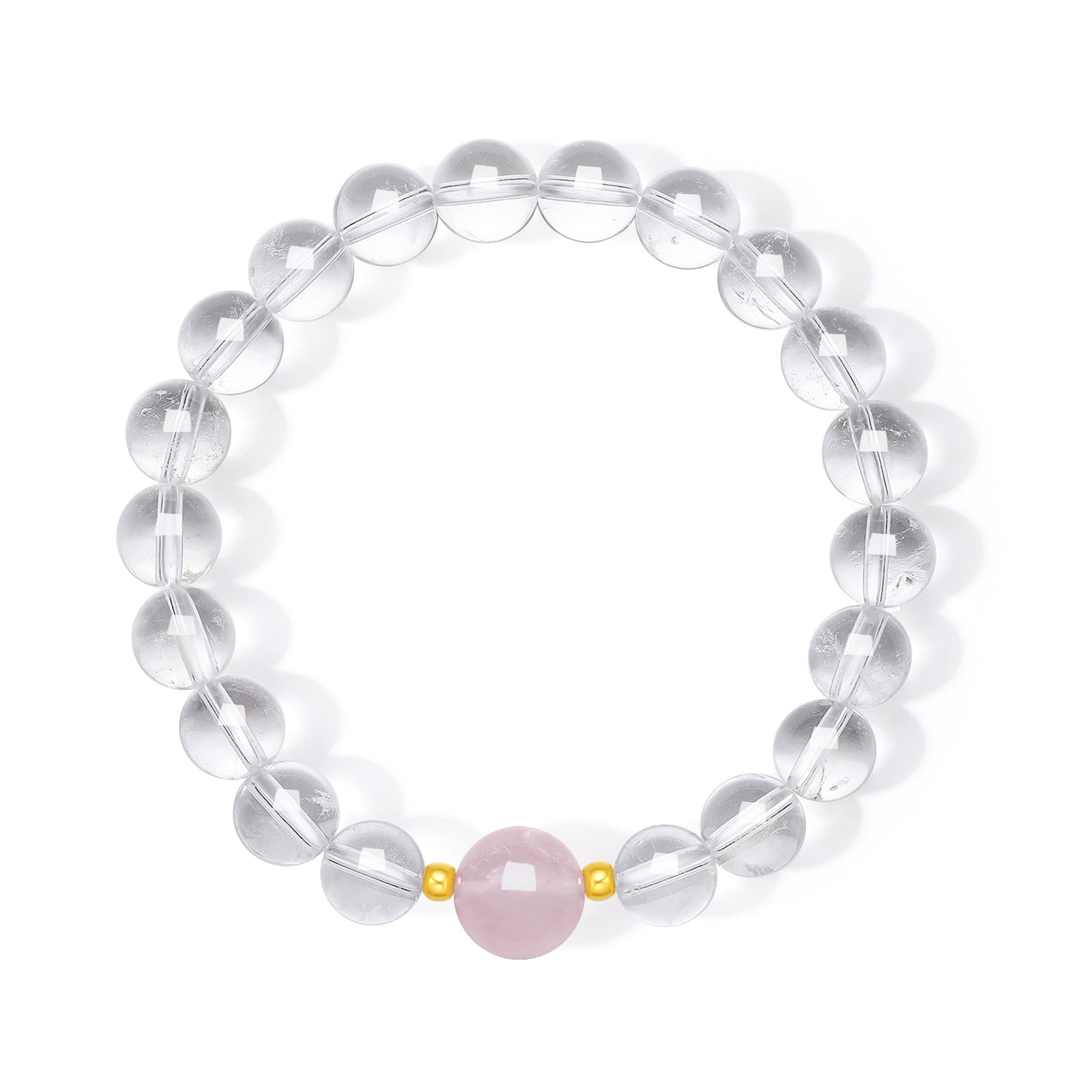 18K Gold Beaded Bracelet Crystal Rose Quartz 0.06-0.08g J1915553
