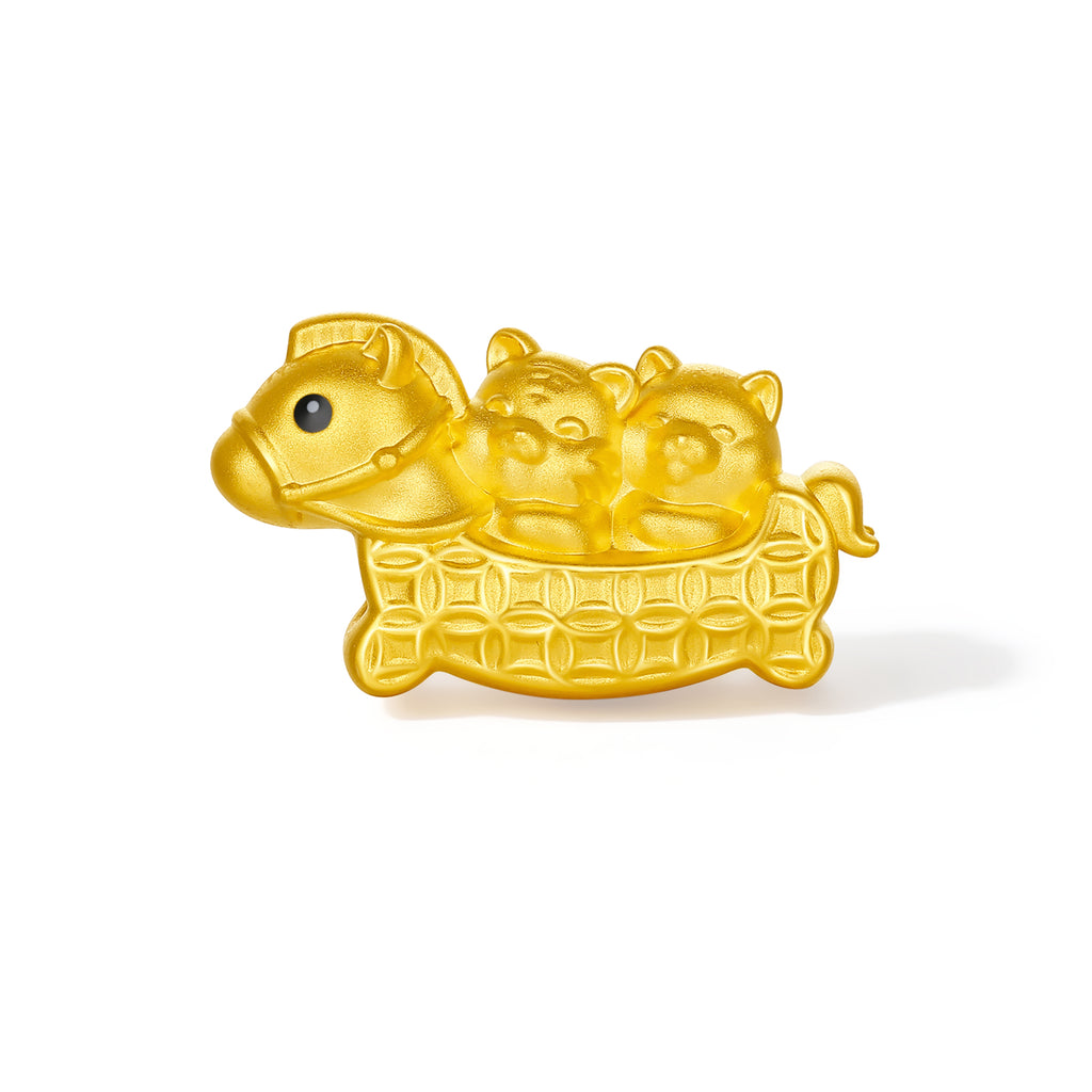 'Year of the Horse' 24K Gold String Bracelet 1-1.3g 16cm-22cm A1716022