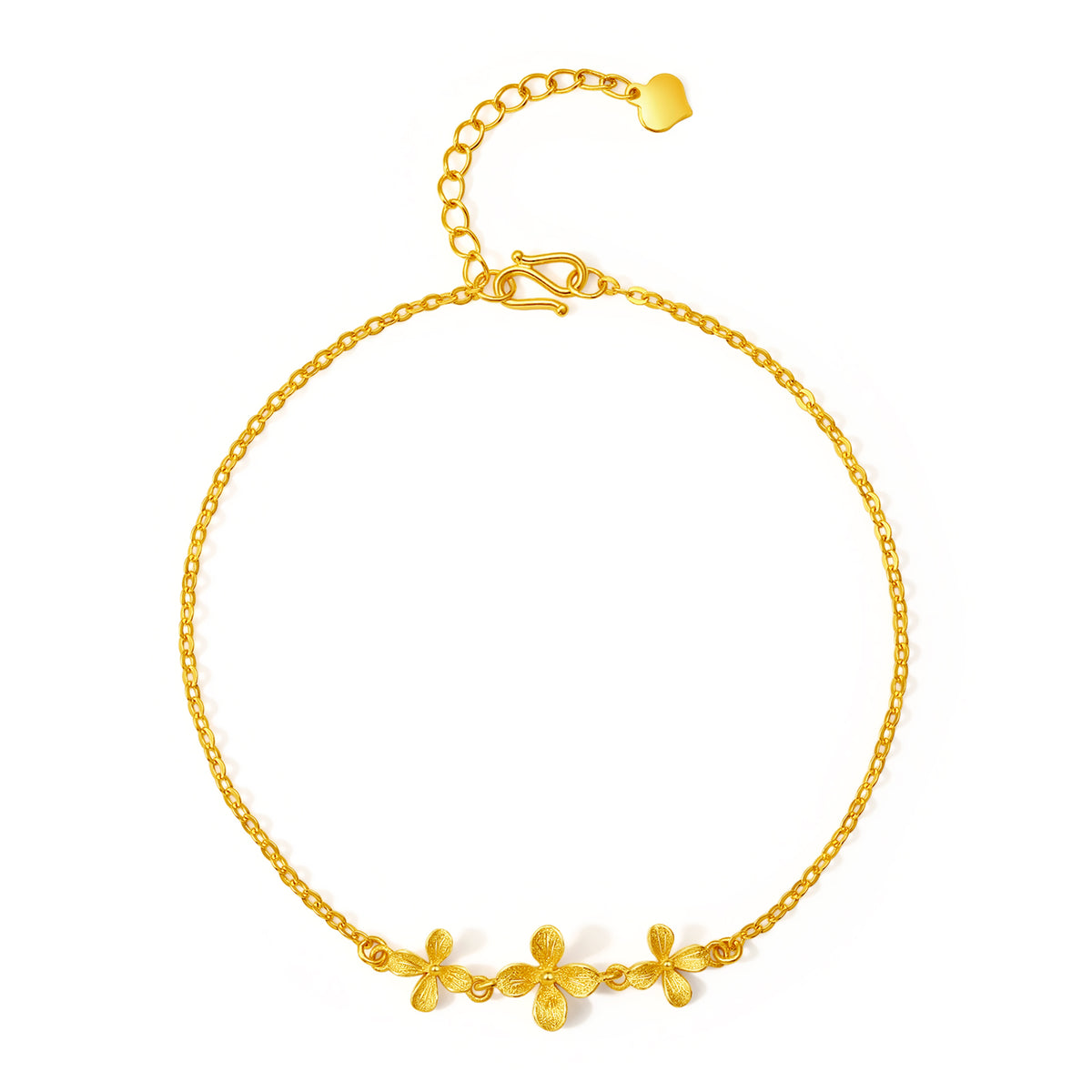 999 24K Gold Chain Bracelet Flower 1.93-2.23g A0711672