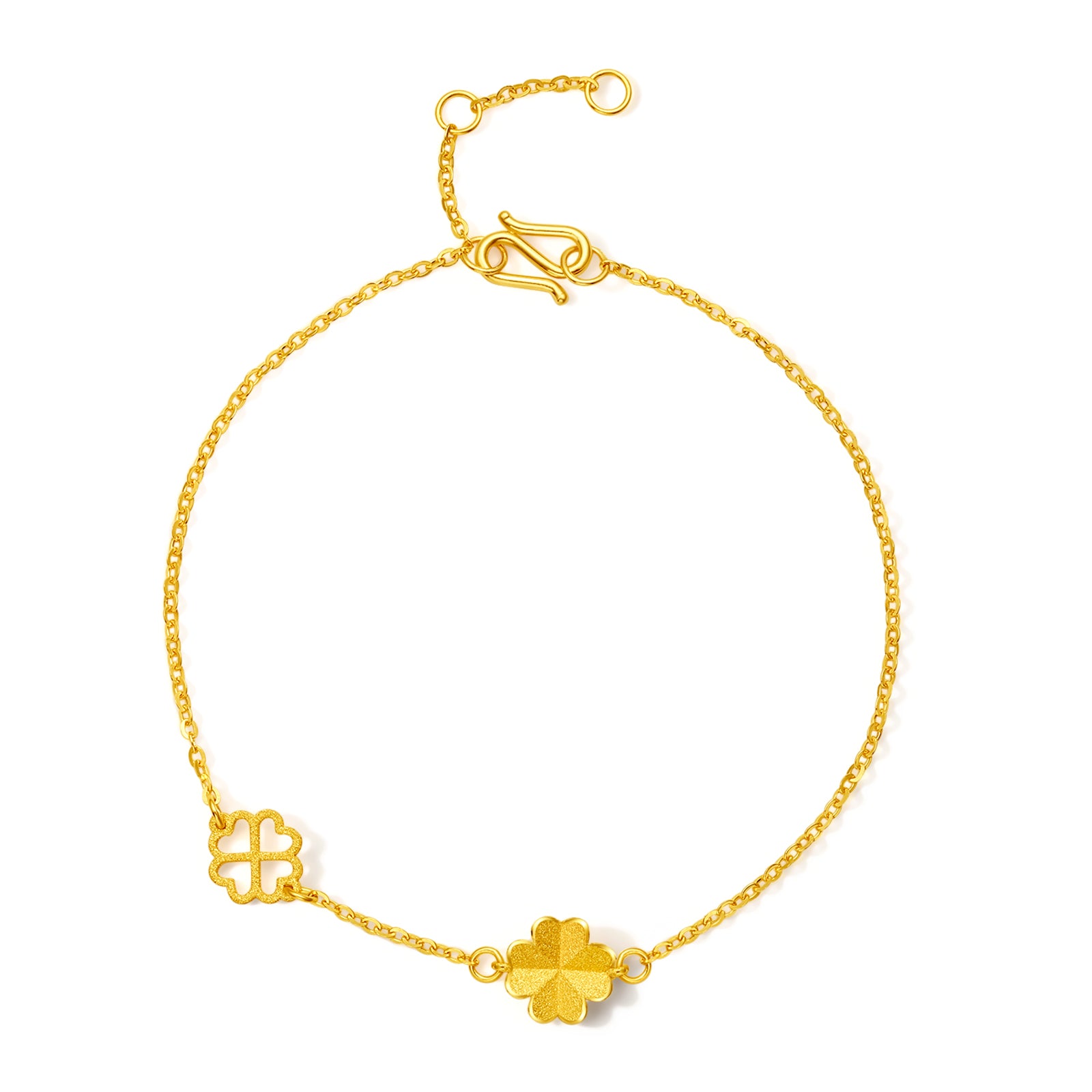 24K Gold Chain Bracelet Clover 1.9-2.4g 16-19cm A0711666