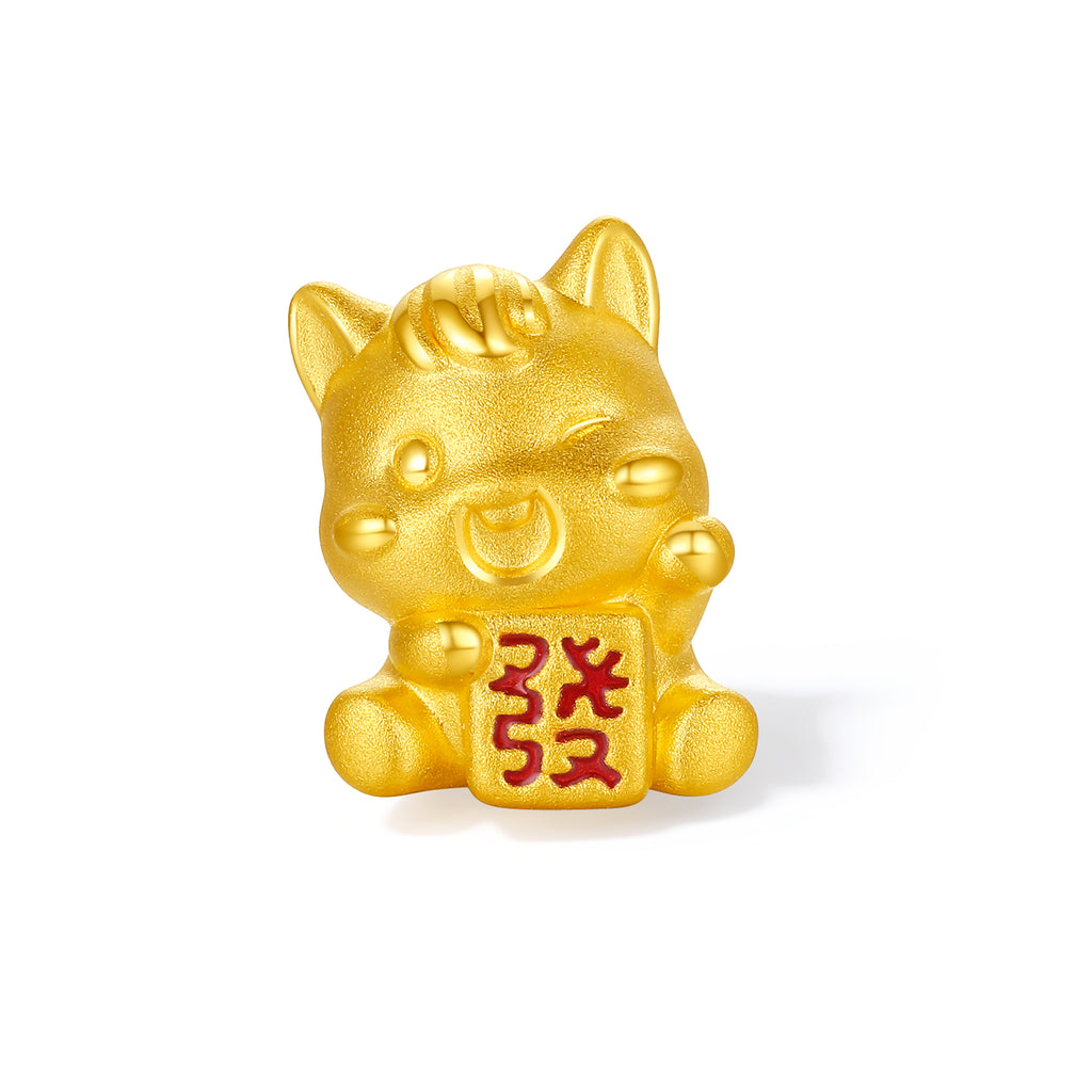 「馬年」24K金珠手鍊，瑪瑙馬形吊墜，0.7-1克，17厘米，A1915520