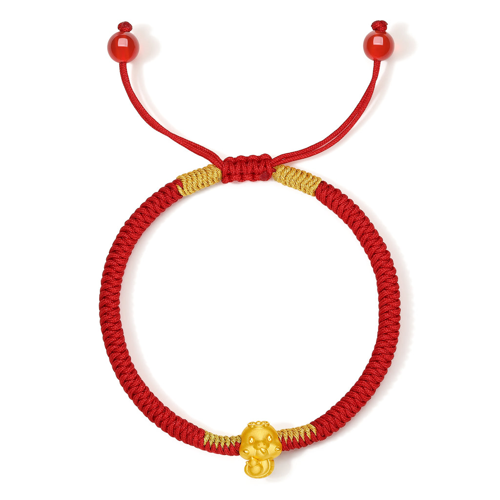 "Chinese Zodiac Snake" 24K Gold String Bracelet Snake 0.35-0.5g A1713123