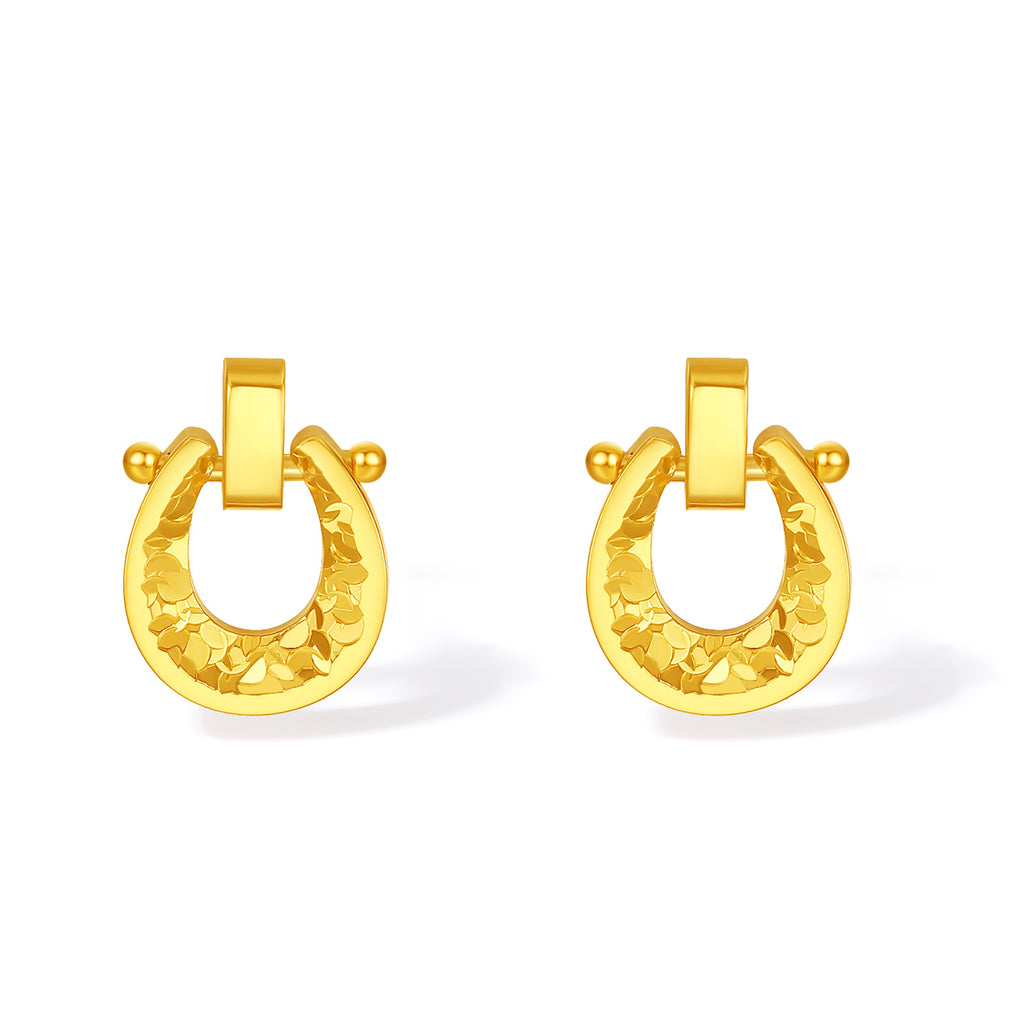 24K Gold Earrings Horseshoe 1.95-2.25g A0915539