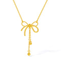 "Girl's Worries" 24K Gold Pendant Necklace Bow 3.75-4.15g A0615490