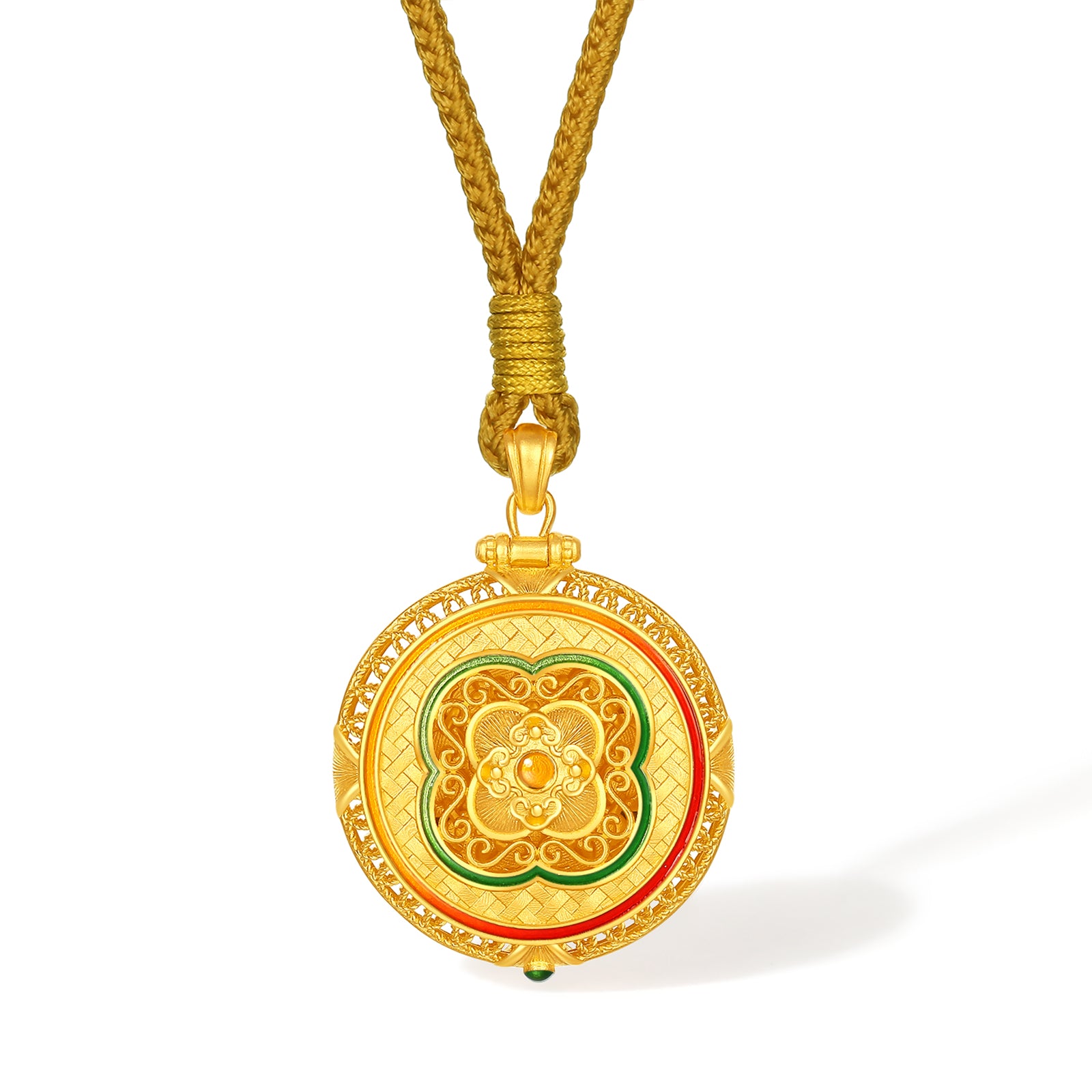 "Chinese Culture Collection - Woven Bamboo" 24K Gold Pendant Necklace Diamond Flora 20.36-22.36g W0423511