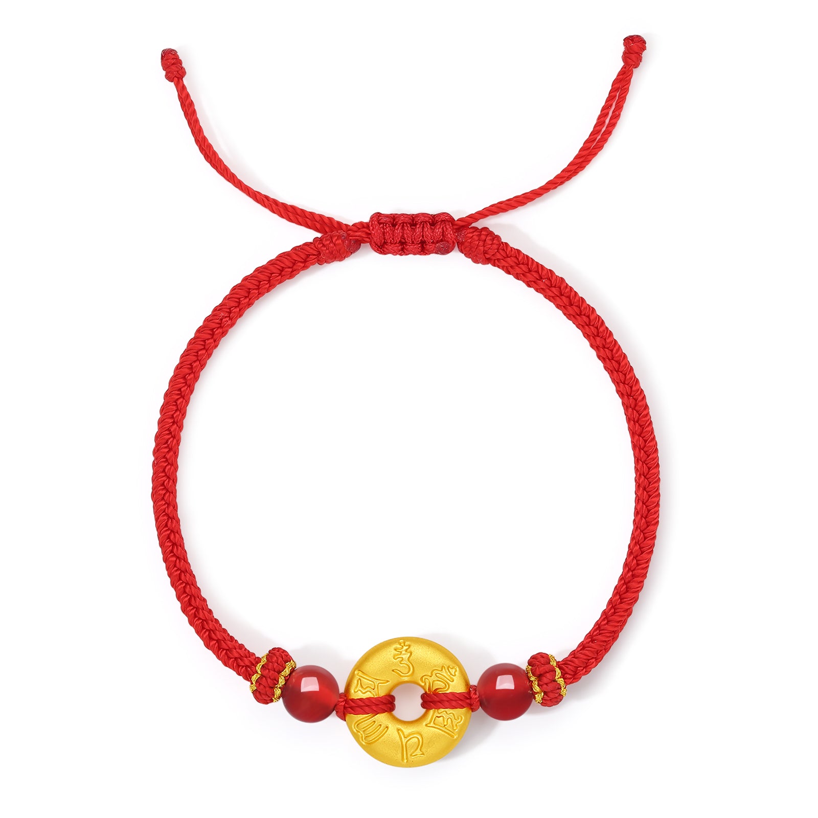 Jiuhua Mountain' 24K Gold String Bracelet Agate Buddhist Scripture A1714666