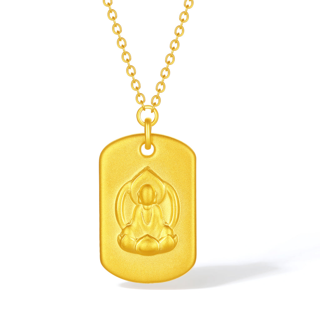 'Jiuhua Mountain' 24K Gold Pendant Necklace Ksitigarbha Bodhisattva A0614659