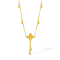 "Fantasy Forest" 999 24K Gold Pendant Necklace Clover 4.4-4.7g A0613827