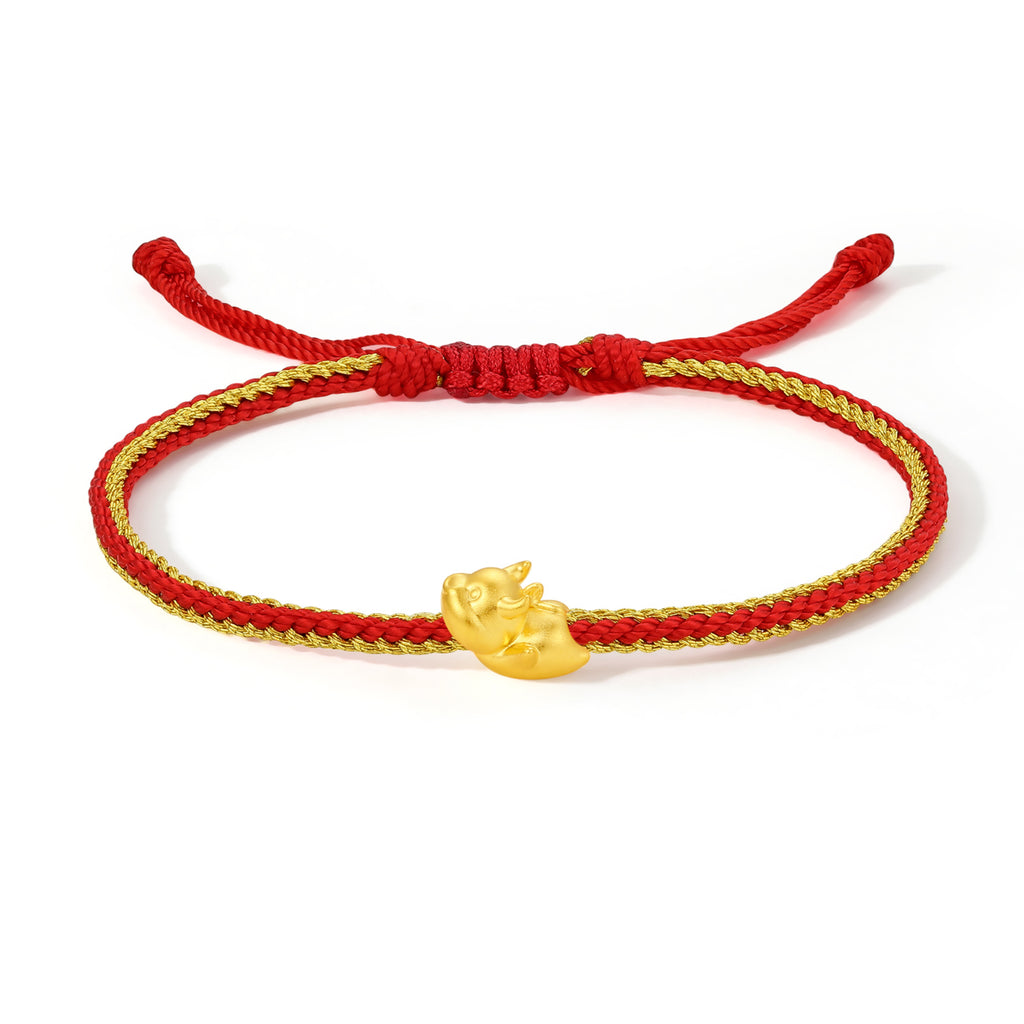 "Chinese Zodiac" 24K Gold String Bracelet Chinese Zodiac 0.3-0.5g