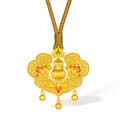 "Chinese Culture Collection - Woven Bamboo" 24K Gold Pendant Necklace Diamond Flora 15.63-17.63g W0423507