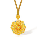 "Chinese Culture Collection - Woven Bamboo" 24K Gold Pendant Necklace Diamond 0.014ct Flora 18.12-20.12g W0423512