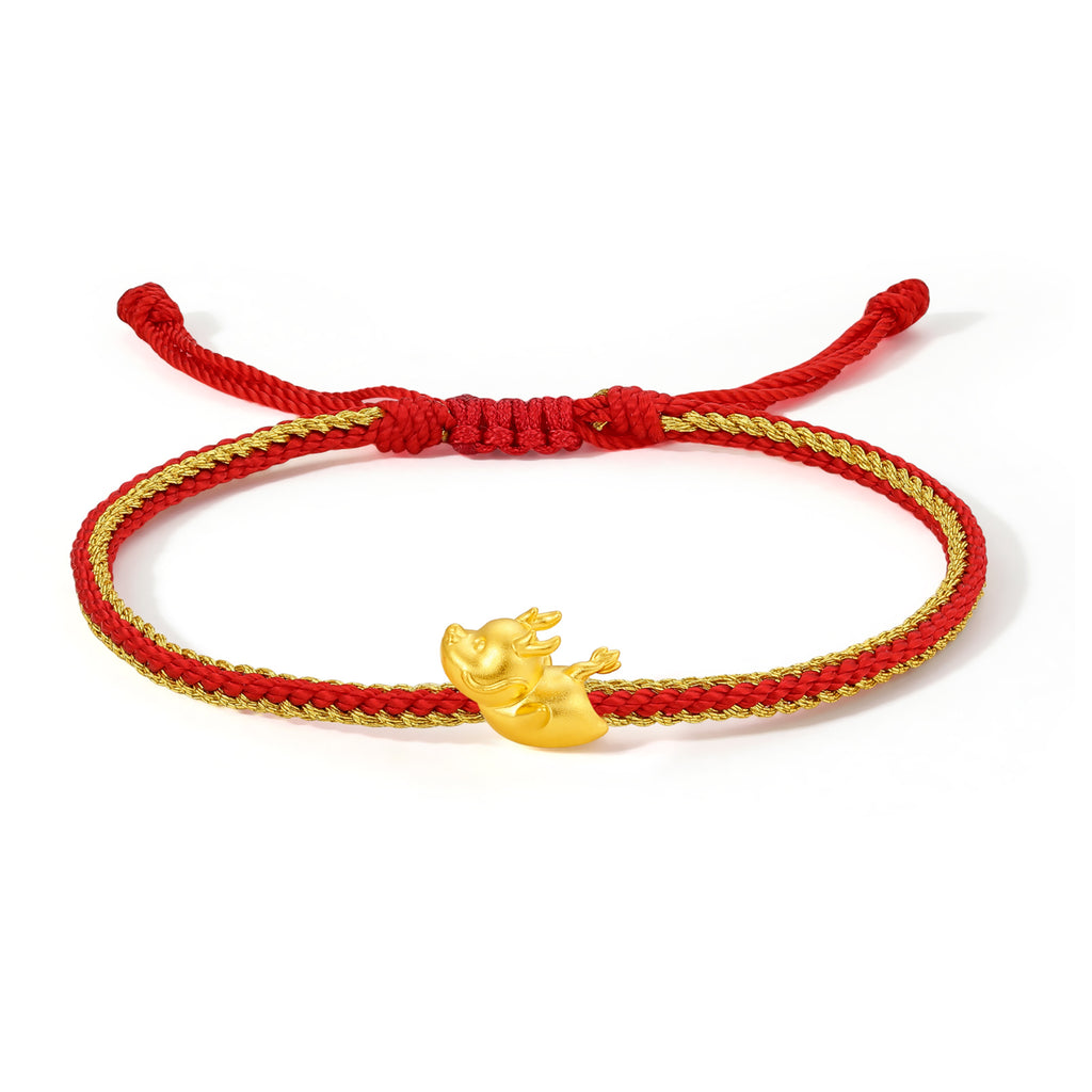 "Chinese Zodiac" 24K Gold String Bracelet Chinese Zodiac 0.3-0.5g