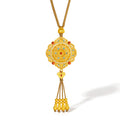 "Chinese Culture Collection - Woven Bamboo" 24K Gold Pendant Necklace Diamond Flora 18.96-20.96g W0423496
