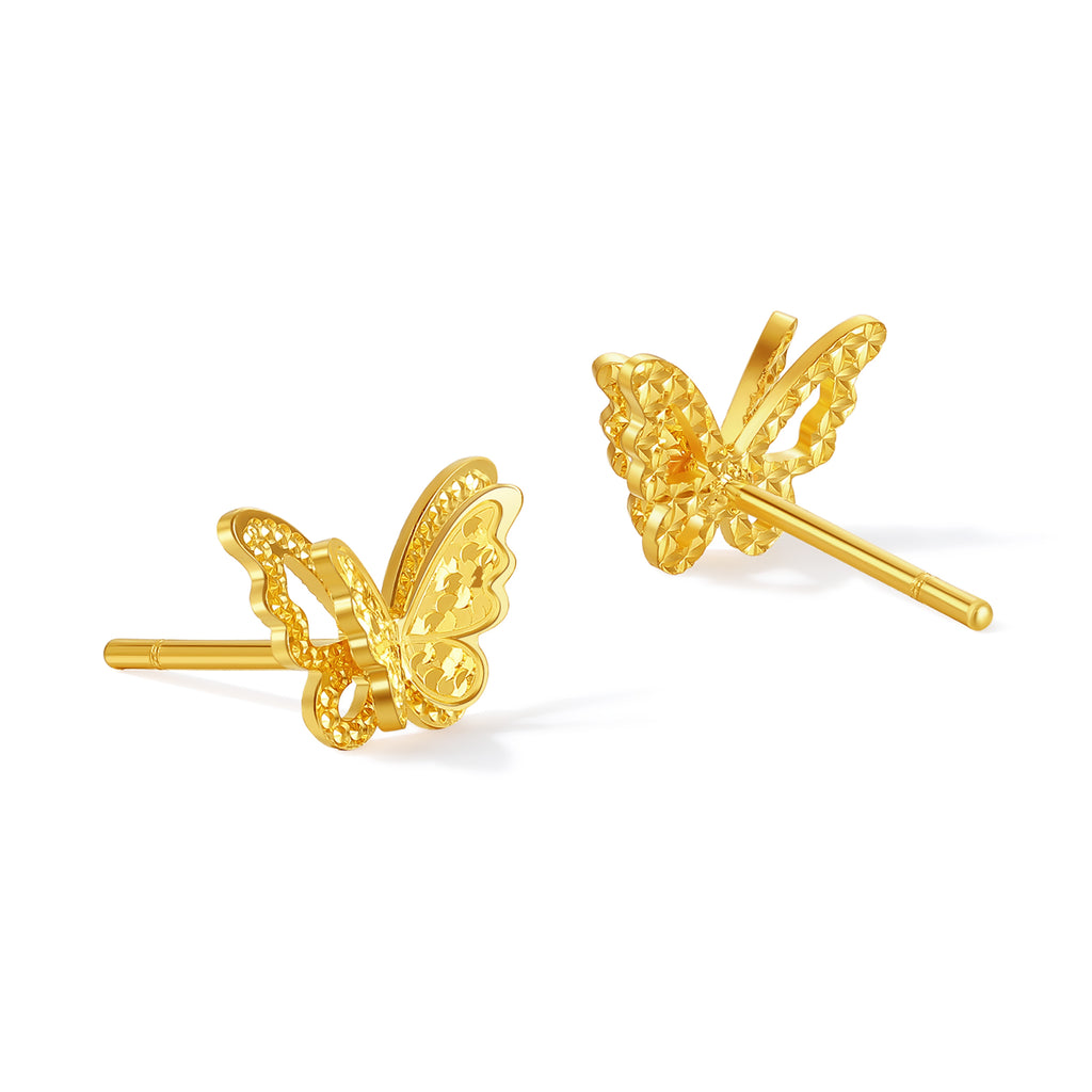 "Fantasy Forest" 24K Gold Earrings Butterfly 1.44-1.9g A0913808