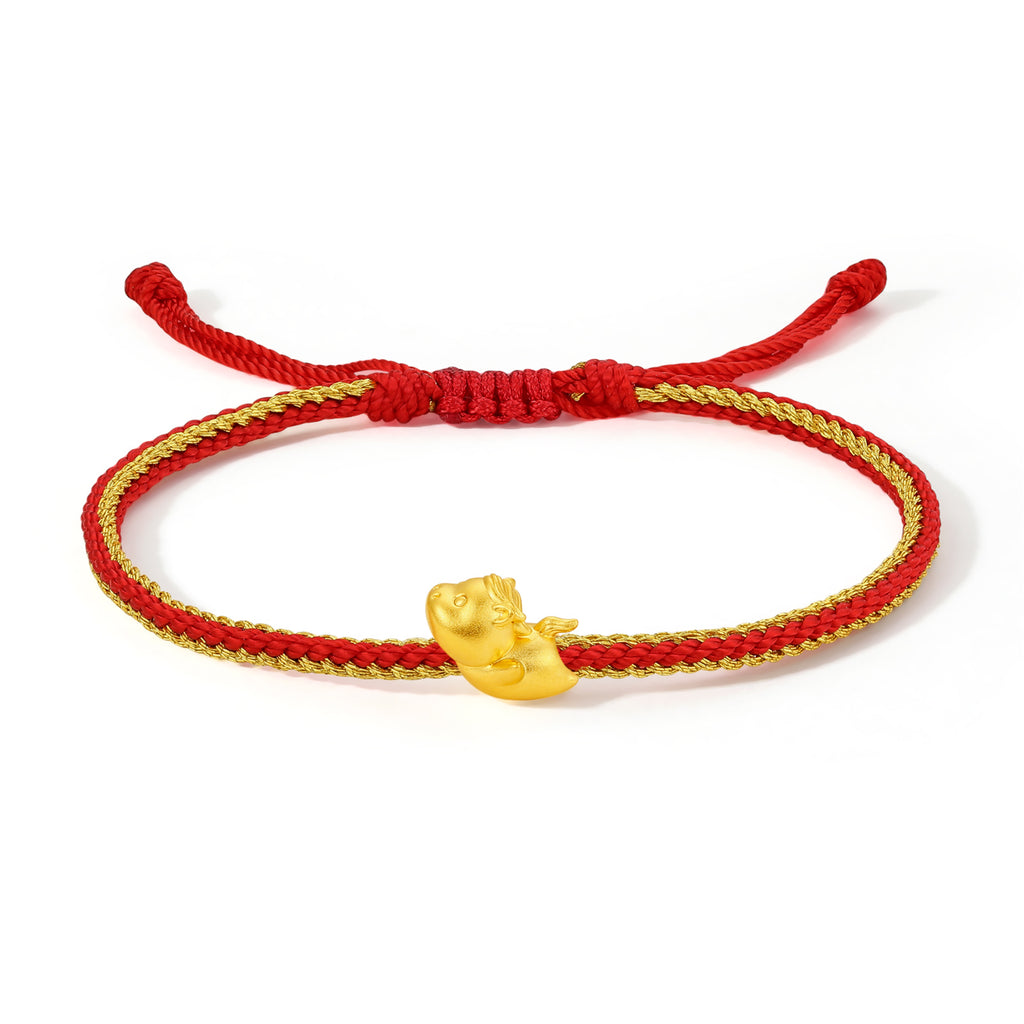 "Chinese Zodiac" 24K Gold String Bracelet Chinese Zodiac 0.3-0.5g