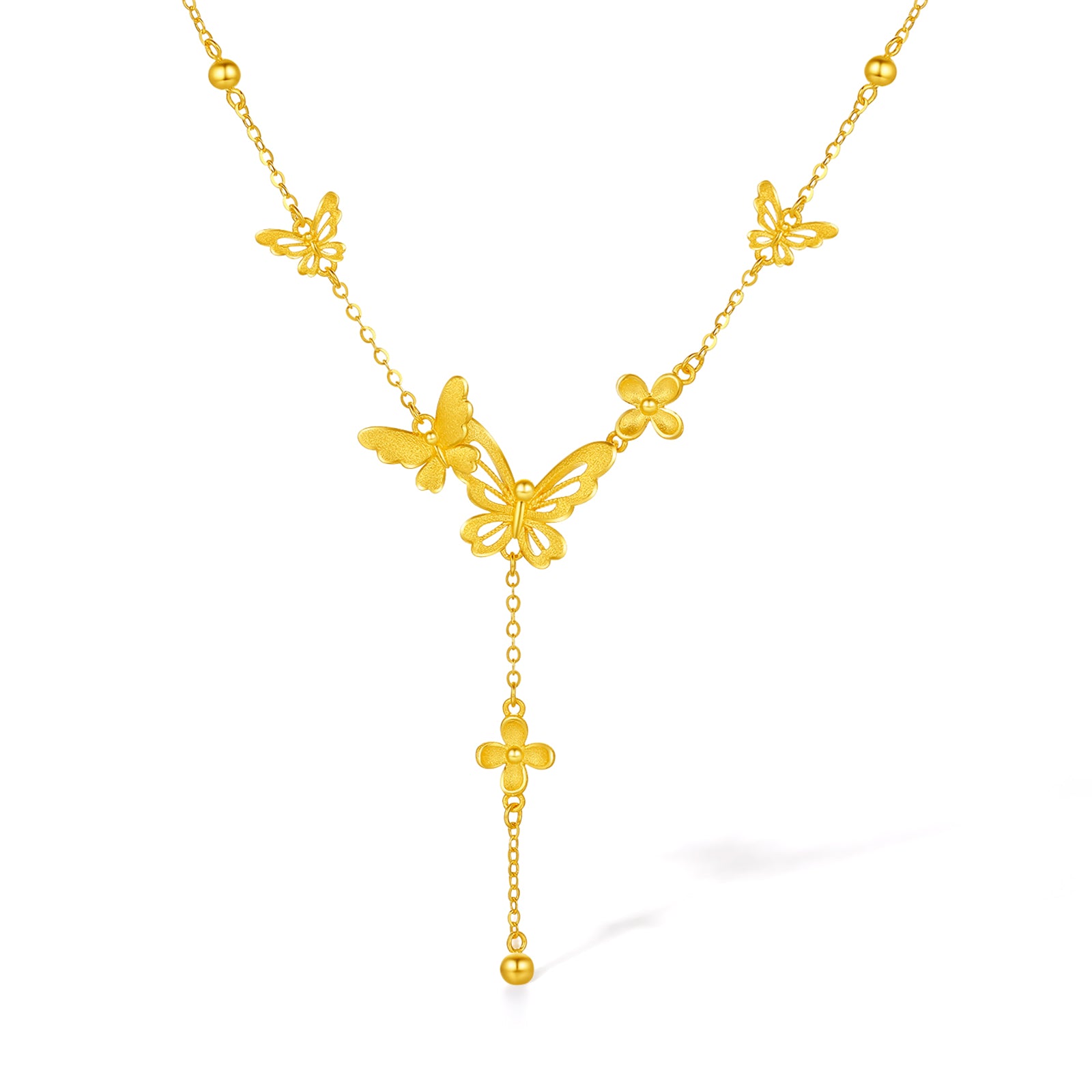 公主婚禮 24K 黃金吊墜項鍊 蝴蝶 7-7.5g A0622097