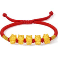 "Year of the Horse"  24K Gold String Bracelet Five Horses 2-2.5g 16cm-22cm A1716249