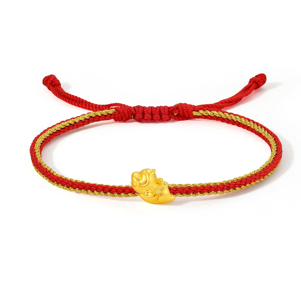 "Chinese Zodiac" 24K Gold String Bracelet Chinese Zodiac 0.3-0.5g