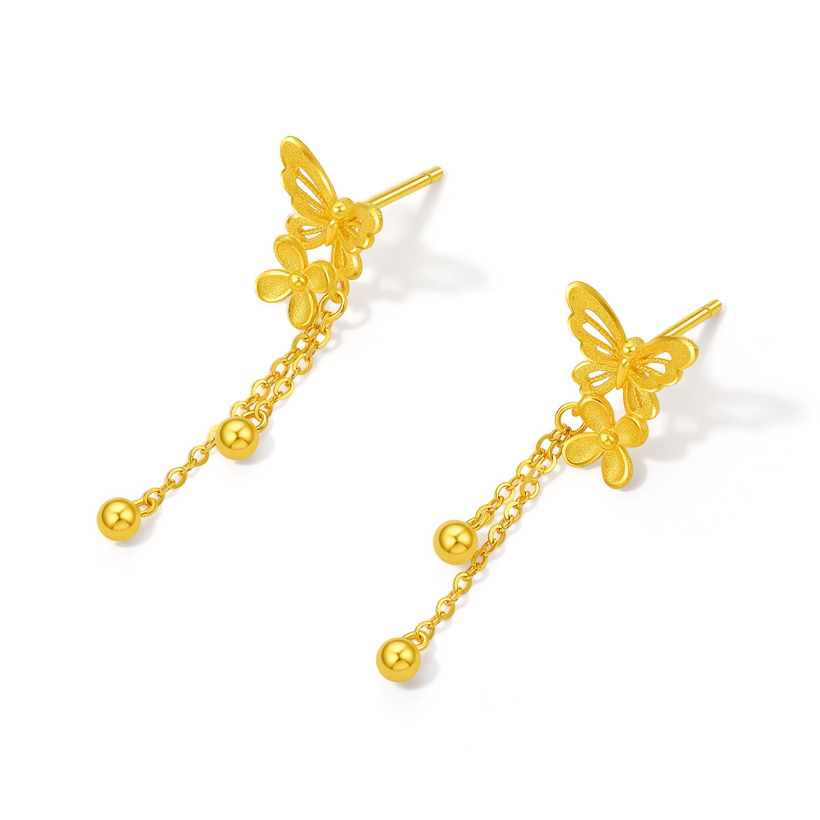 「公主婚禮」24K 黃金耳環 蝴蝶 3.3-3.6g A0922095