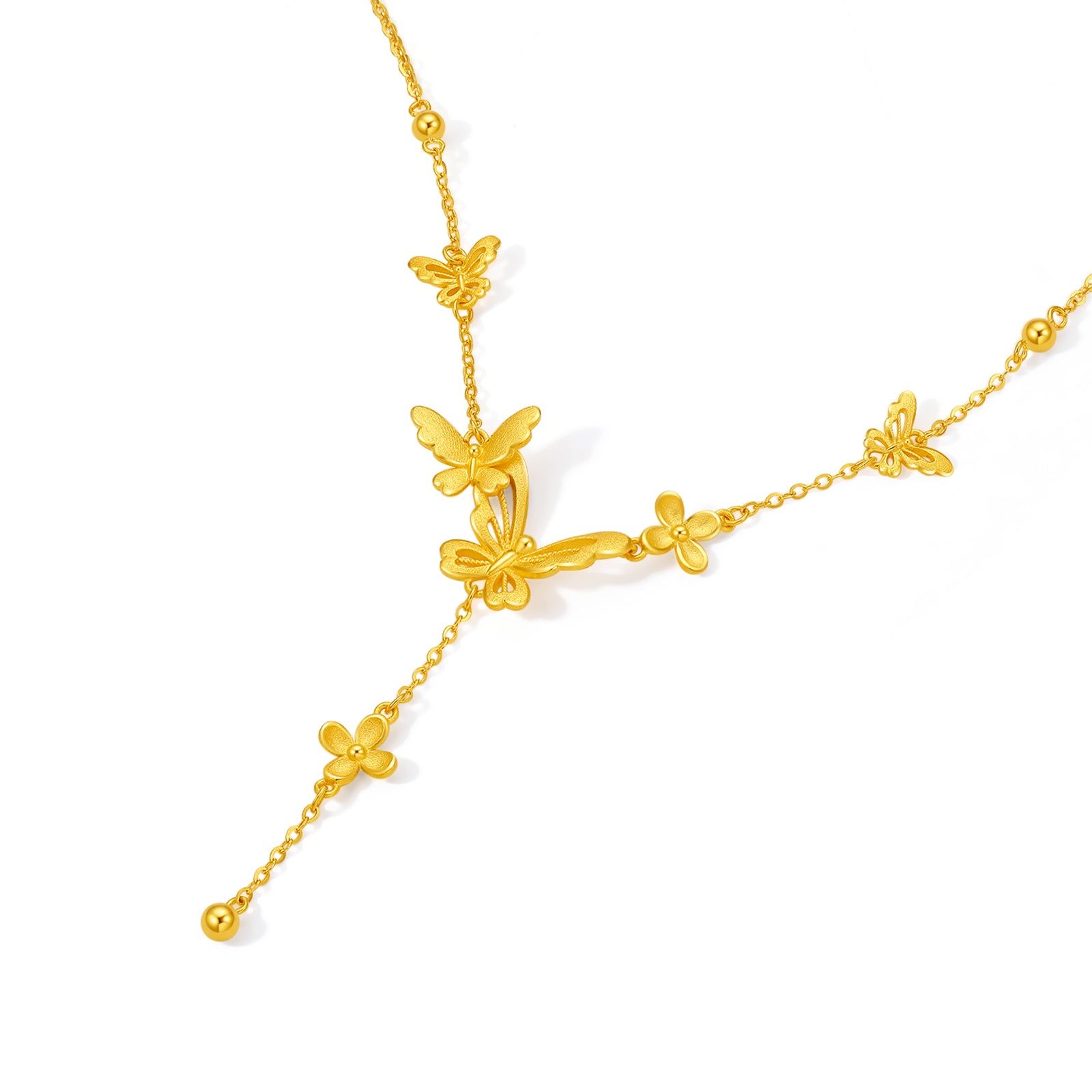公主婚禮 24K 黃金吊墜項鍊 蝴蝶 7-7.5g A0622097