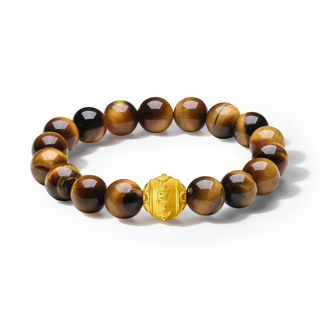 24K Gold Beaded Bracelet Tigerite 1-1.2g A1913551