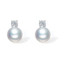 18K Gold Earrings Pearl Diamond 0.6-1g X0913403
