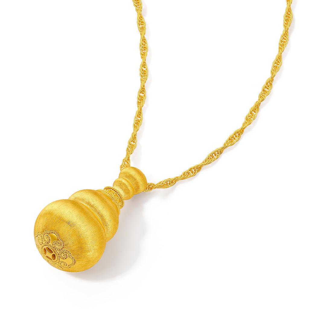 999 24K Gold Pendant Necklace Gourd 11-12.2g A0615439
