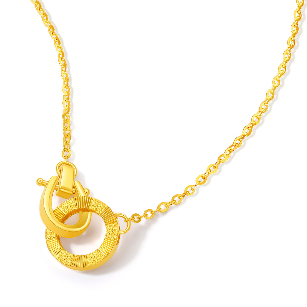 24K Gold Pendant Necklace Horseshoe 3.3-3.6g A0615540
