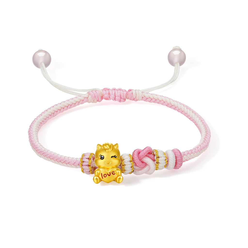 'Year of the Horse'  24K Gold String Bracelet Horse Heart 0.85-1.05g 16cm-22cm A1715747