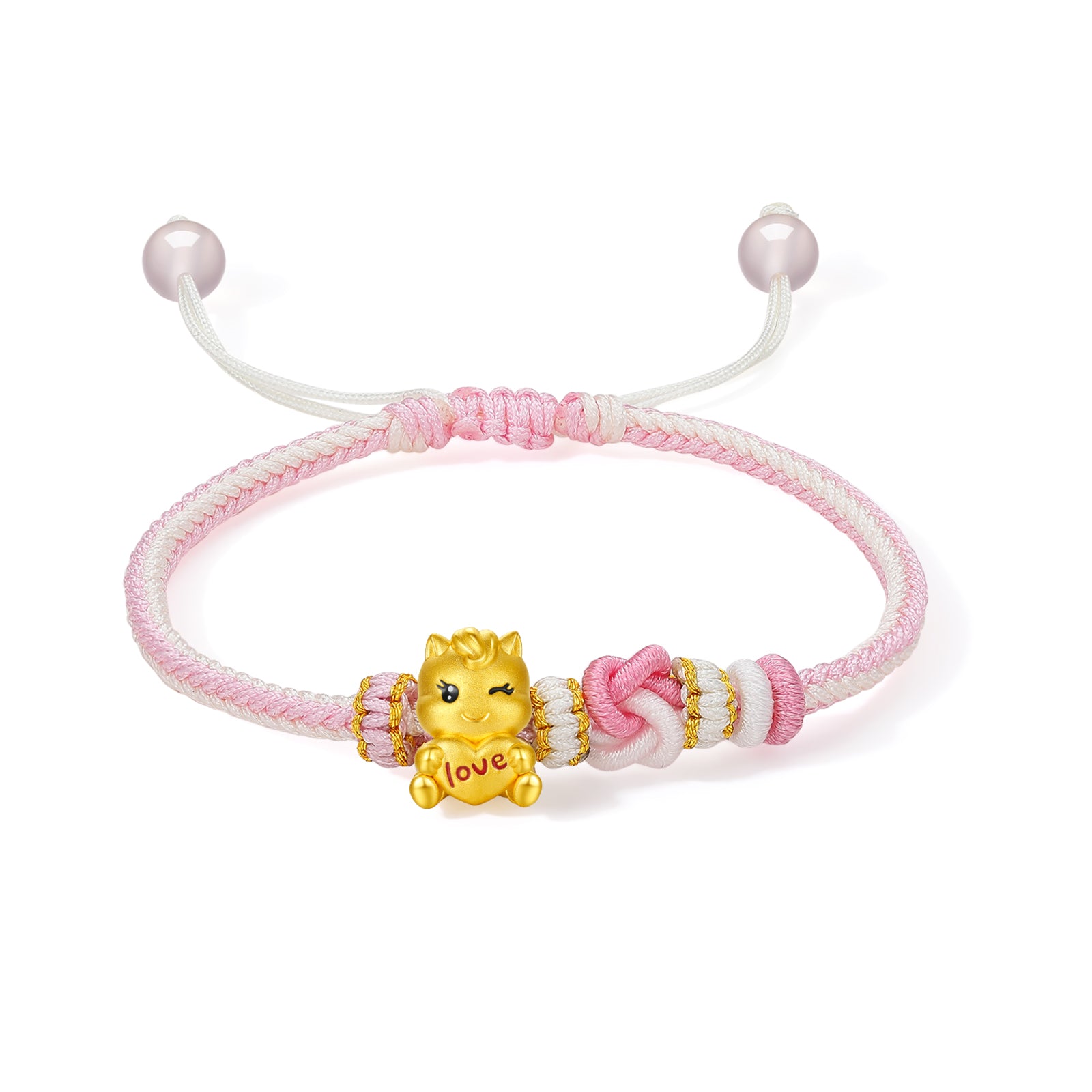 'Year of the Horse'  24K Gold String Bracelet Horse Heart 0.85-1.05g 16cm-22cm A1715747