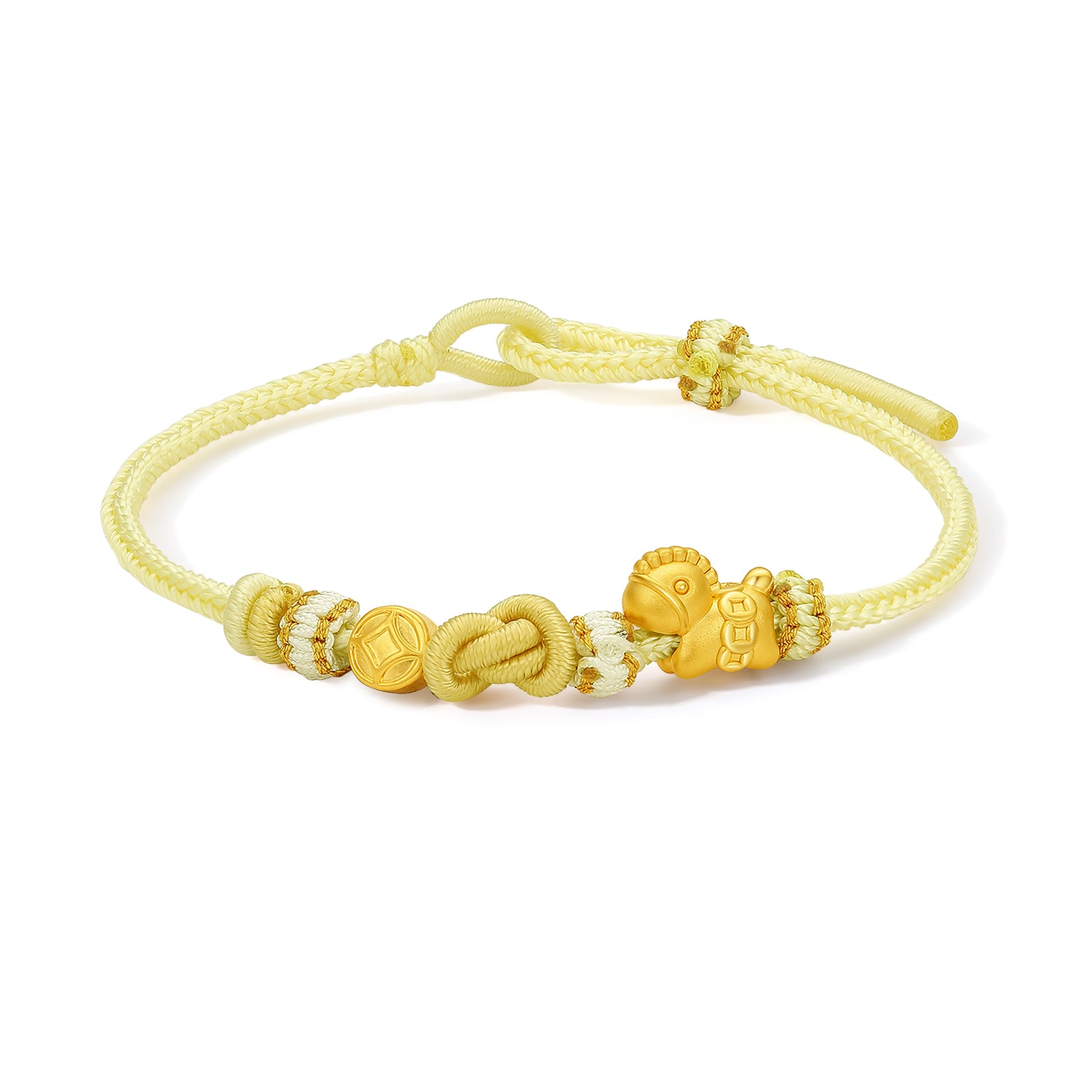'Year of the Horse'  24K Gold String Bracelet Horse Coin 0.7-0.9g 16cm-22cm A1715744