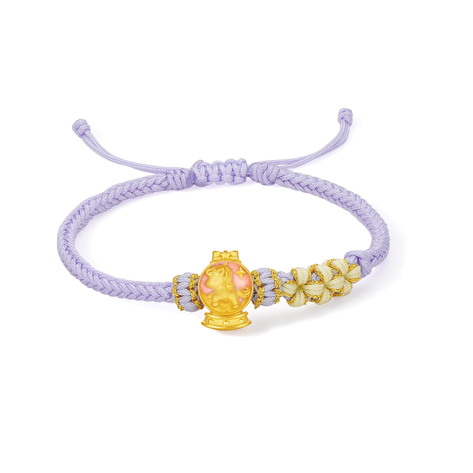 'Year of the Horse'  24K Gold String Bracelet Horse Crystal Ball 0.7-1g 16cm-22cm A1715751