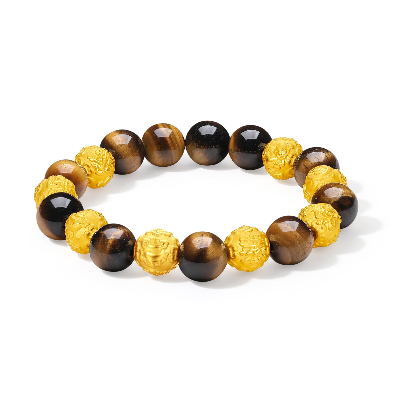 "Jiuhua Mountain" 24K Gold Beaded Bracelet Tiger's Eye Bead Mudras A1914658