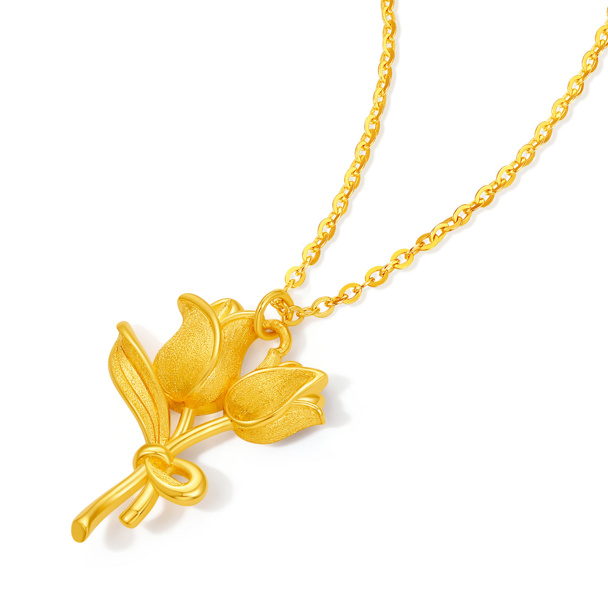 “Dream in the Garden” 24K Gold Pendant Necklace Flower 3.3-3.7g A0614994
