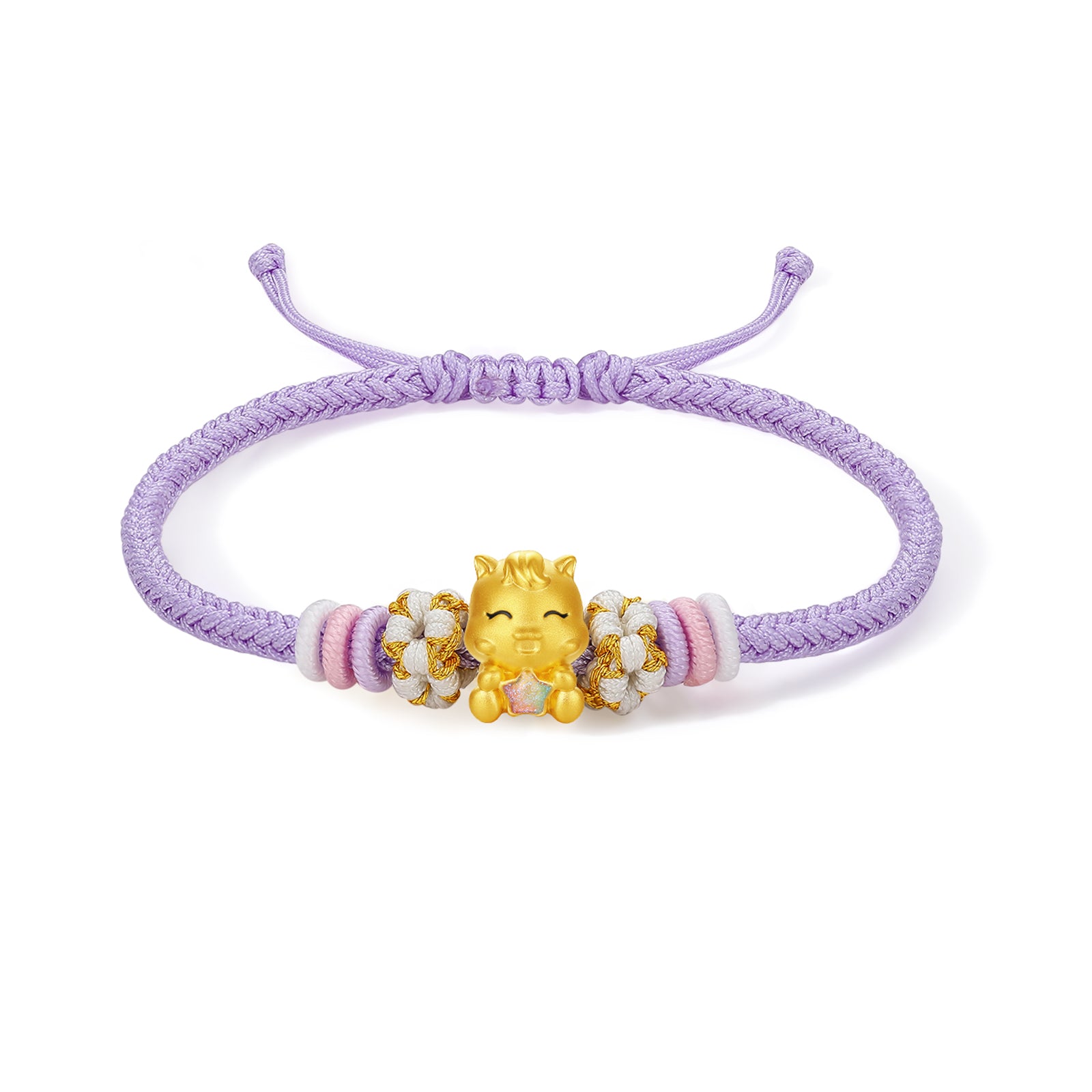 'Year of the Horse'  24K Gold String Bracelet Horse 0.7-0.9g 16cm-22cm A1715745