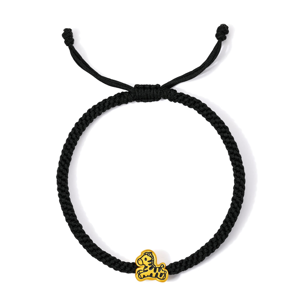 "Year of the Horse" 24K Gold String Bracelet Horse 0.6-0.9g 13cm-19cm A1715524