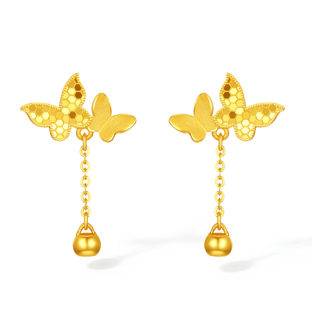 "Fantasy Forest" 24K Gold Earrings Butterfly 2.2-2.5g A0913914