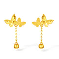 "Fantasy Forest" 24K Gold Earrings Butterfly 2.2-2.5g A0913914