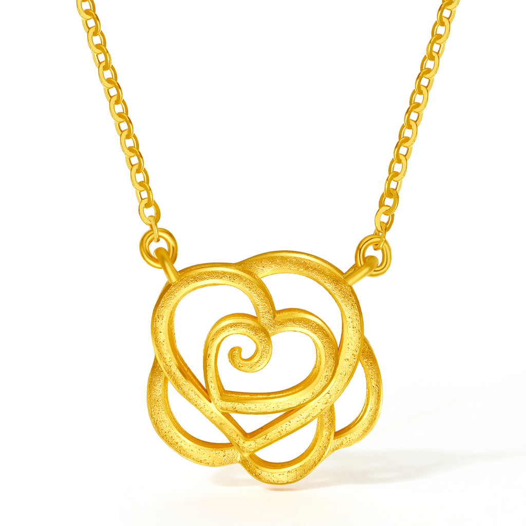 999 24K Gold Pendant Necklace Flower 3-3.8g A0611681
