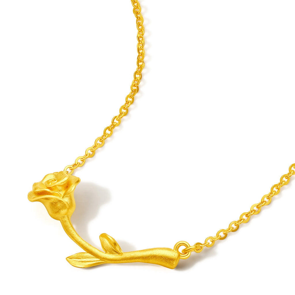 999 24K Gold Pendant Necklace Flower 3-3.9g A0611679
